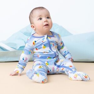 Macaron + Me // Bamboo Beach Balls Unisex Footie Zippy with Foldover Mittens